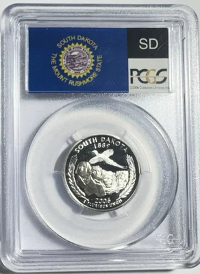 ✅ 2006-S  South Dakota 90% SILVER Quarter ~ PCGS PR69DCAM State Flag Label - Image 1 of 2