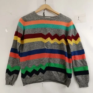 Jumper 1234 Women's Pullover Pure Cashmere Multicoloured Striped UK M-L-Preloved - Picture 1 of 15