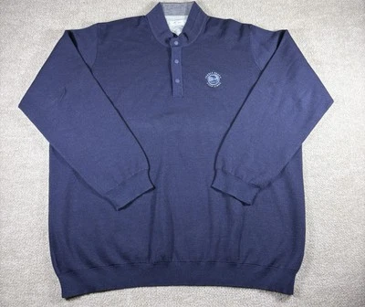 AdiPure Adidas Pebble Beach Golf Wool Blend 1/4 Snap Sweater Mens Navy 2XL XXL - Image 1 of 4