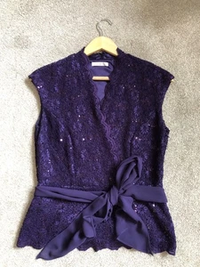 Jacques Vert Top Camisole Size 8 Races Occasion Sparkly Sequins VGC Purple - Picture 1 of 5