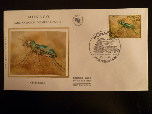 Monaco Premier Day FDC Yvert 1569 Insect Cicindele 2F Monaco 1987 - Image 1 of 1