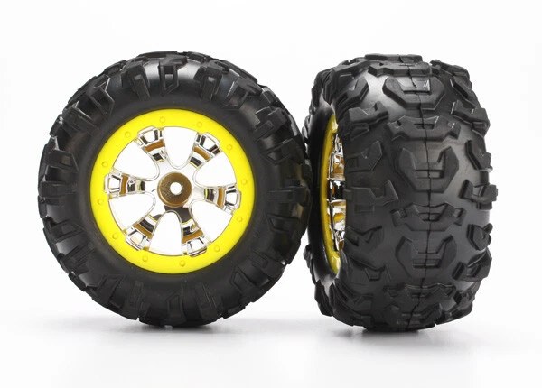 NEW Traxxas Canyon AT Tires with Yellow Geode Wheels (2) 1/16 Summit Grave - Image 1 of 1
