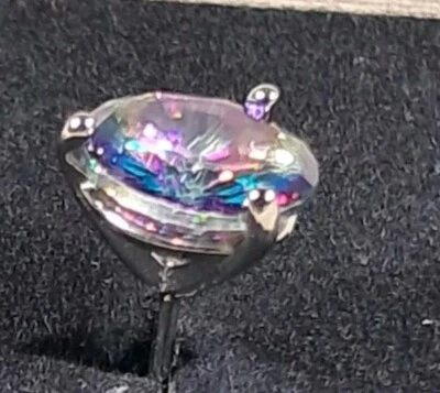 sterling silver Stud Lab Created Rainbow Topaz Earrings  [EAR63] - Image 1 of 4