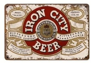 PITTSBURG BREWING COMPANY IRON CITY BEER 8"X12" TIN SIGN - Picture 1 of 1