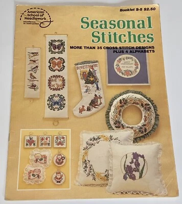 American School of Needlework Four seasons Stitches Cross Stitch Pattern Sampler - Image 1 of 4