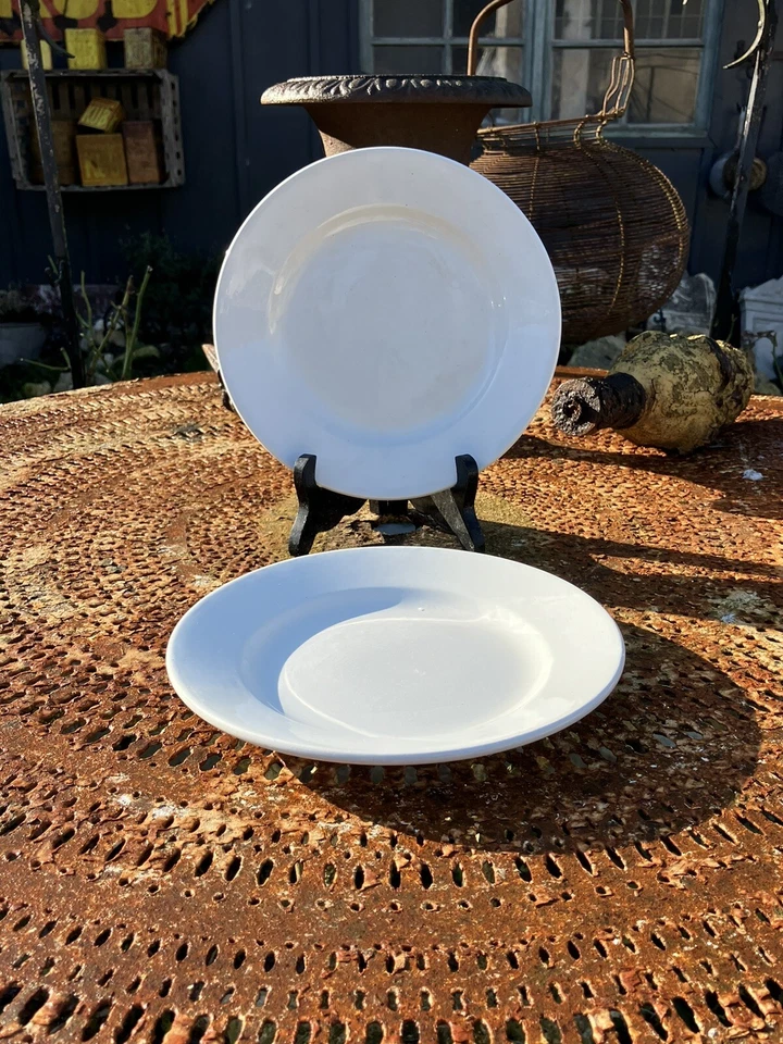 2 Assiettes plates - Choisy le roi - Faïence blanche - XIXème - Photo 1/4