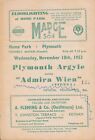 Plymouth Argyle V Admira Wien Austria (Friendly) 1953/1954 - Football Programme