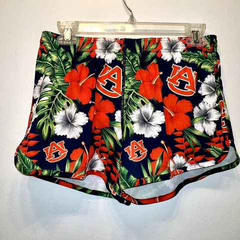 NCAA Women's Auburn Tigers Tropical Breeze Floral Hawaiian Shorts Size Small EUC Cover