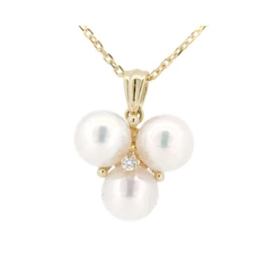 Collar de perlas de diamantes MIKIMOTO 6,9 mm K18YG (oro amarillo de 18 quilates) Foto 1 de 4