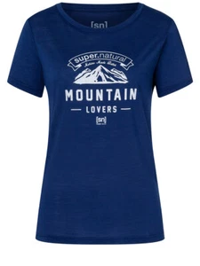 Super.Natural - W Mountain Logo Tea Blue Depths L Women's Merino Functional Shirt - Picture 1 of 2