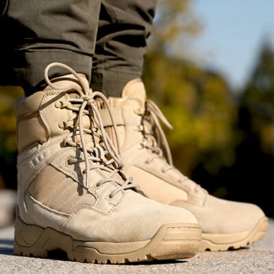 Botas tácticas militares para hombre con cremallera lateral botas de trabajo combate senderismo talla EE. UU. Foto 1 de 4
