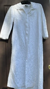 De colección Christian Dior Ropa de Salón Abrigo Plumero Bata Vestido Largo Blanco Algodón - Imagen 1 de 15