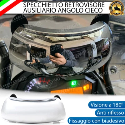 SPECCHIO RETROVISORE MOTO SCOOTER PER ANGOLO CIECO 180° ADESIVO PER BMW C1 200 - Immagine 1 di 4