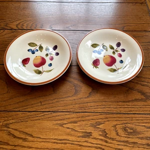 Longaberger Pottery Fruit Medley Design Set of 2 8" Plates for Salad or Dessert - Picture 1 of 5