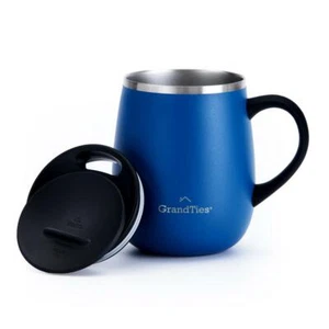 Coffee Mug Stainless Steel Vacuum Insulated Double Wall/Sliding Lid 460ml Blue - Picture 1 of 7