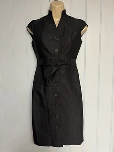 Calvin Klein Cap Sleeve Removable Belt Front Button Denim Shirt Dress Size 0P - Picture 1 of 9