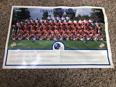 1993 Denver Broncos Team Photo Poster Promotional Gatorade - Elway Cover