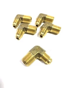 Qty-5 Parker Forged Brass 7/16-20 JIC X 1/4 Inch Male NPT 90 Degree Elbow 28762F - Picture 1 of 5