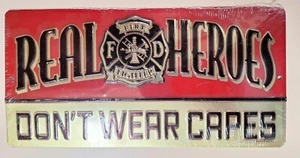 Real Heroes Don’t Wear Capes Fire Fighter FD Red Silver License Plate New! - Picture 1 of 3