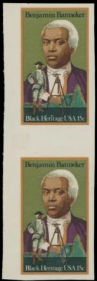 1980, USA BENJAMIN BANNEKER 15C, IMPERF VERTICAL GUTTER PAIR, NH, SC. #1804 imp - Image 1 of 2
