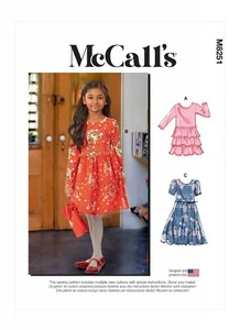 McCall's Easy SEWING PATTERN M8251 Children's Or Girl's Dresses 3-6 Or 7-14 - Picture 1 of 7