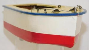 FRÜHE VINTAGE Kajütkreuzer Holz Boot Batterie mit TON Motor JAPAN Toytime Ito 12" - Bild 1 von 18