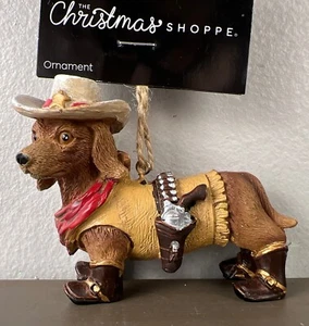 Cowboy Sheriff Dachshund Dog Ornament Western Weenie Dog Christmas Ornament NWT - Picture 1 of 5