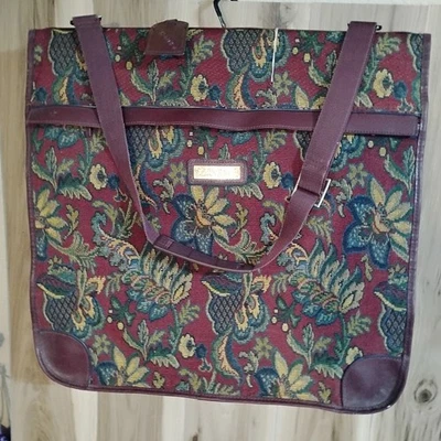 Vintage Jordache Floral Tapestry Hanging Garment Dress Travel Bag Carry Luggage  - Image 1 of 4