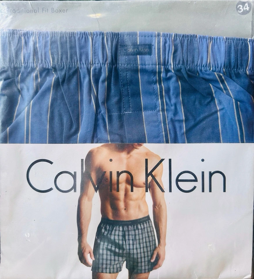 Calvin Klein Men’s Traditional Fit Boxer Sz 34 Blue Plaid VTG 2007 NWT - Image 1 of 4