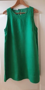 Baukjen Salvana Emerald Green Linen Sleeveless Cotton Lined Dress Size UK 10 - Picture 1 of 11