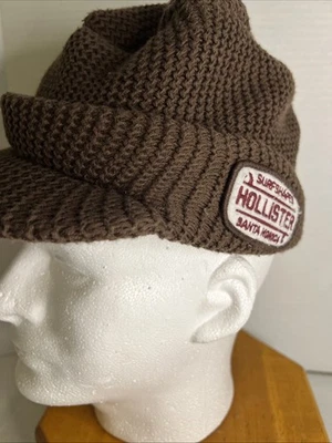 Boné gorro de malha Vinatge Hollister marrom aba chapéu patch logotipo Santa Monica - Imagem 1 de 4