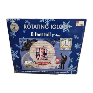 Trim A Home Light Up Rotating Igloo With Snowmen 8 Ft Christmas Inflatable NOS - Picture 1 of 3