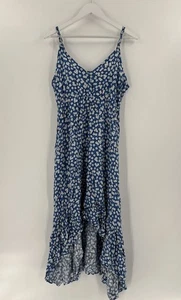 Pacific Vibes Dress Womens XXL Blue White Floral Sleeveless Hi Low Smocked Midi - Picture 1 of 17
