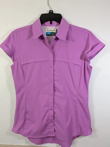 Magellan Blouse Women's Medium Cap Sleeve Fishing Vented Outdoor Pockets Purple - Picture 1 of 4