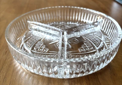 Vintage Divided Relish/Appetiser Serving Dish Platter Clear Cut Glass - Image 1 of 4