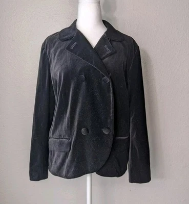 CHAQUETA BLAZER MUJER RALPH LAUREN TERCIOPELO NEGRO DOBLE BOTONADURA XL CORTA AJUSTADA Mb Foto 1 de 4