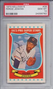 1973 KELLOGG'S # 28 FERGIE JENKINS ☆HALL OF FAME☆ CHICAGO CUBS PSA 10 GEM-MINT - Picture 1 of 1