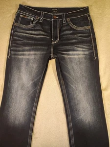 Buckle Black Mens Jeans Fit No. 3 Bootcut Slim Size 36x32 Dark Wash Distressed 8 - Picture 1 of 23