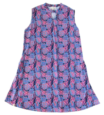 Simply Southern Blue Pink Floral Pineapple Stretch High Neck Shift Tank Dress 2X - Image 1 of 4