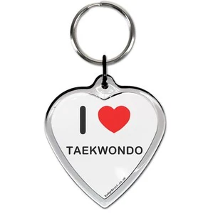 Taekwondo I Love Heart Shaped Key Ring (52mm x 36mm) - Picture 1 of 2