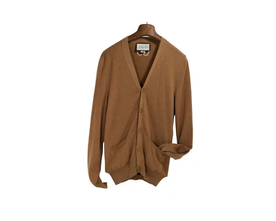 Cárdigan Gucci cuello en V 100 % cachemir bordado GG marrón Foto 1 de 4