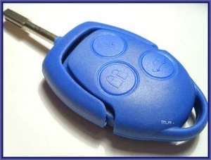 NEU 3 TASTEN UNGESCHNITTEN BLAU SCHLÜSSELANHÄNGER FERNBEDIENUNG für FORD TRANSIT MK7, 4D63 80 BIT + LOGO! - Bild 1 von 3