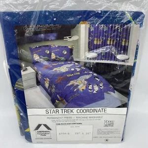 1986 Star Trek Full Color Bed sheet 20x26 sham Coordinate Kodak Kodel Fabric - Picture 1 of 4