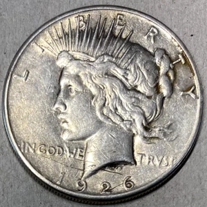 1926 PEACE 90 % SILVER DOLLAR HI GRADE GENUINE U.S. MINT RARE KEY COIN 8452 - Picture 1 of 5