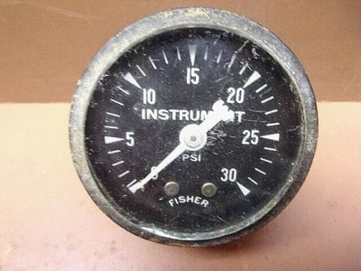 De colección FISHER 0-30 PSI 1/2 NPT 2" Medidor Cara Latón Centro Trasero Montaje Foto 1 de 4