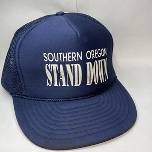 Southern Oregon Stand Down Navy Blue Mesh Snapback Trucker Hat Nissin - Picture 1 of 8