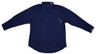 Wolverine FR Flame Resistant CAT 2 Long Sleeve Button Front Shirt Navy Mens XL