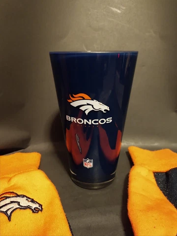 Duck House Sports Denver Broncos 20oz Shatter Proof Tumbler + Gloves. NFL Cover