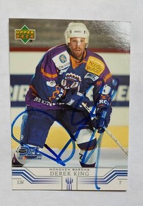 2001-02 Upper Deck German DEL #184 In Person Auto Derek King Munich Barons