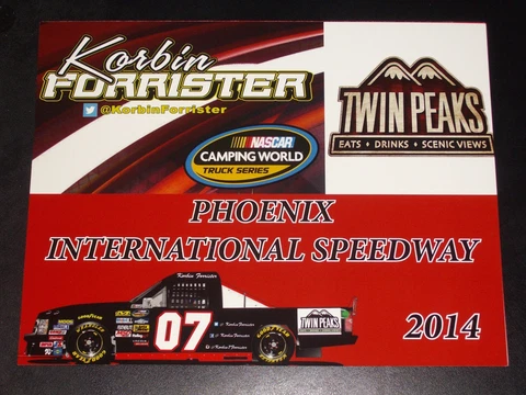 2014 KORBIN FORRISTER #07 "PHOENIX" TWIN PEAKS NASCAR POSTCARD Cover